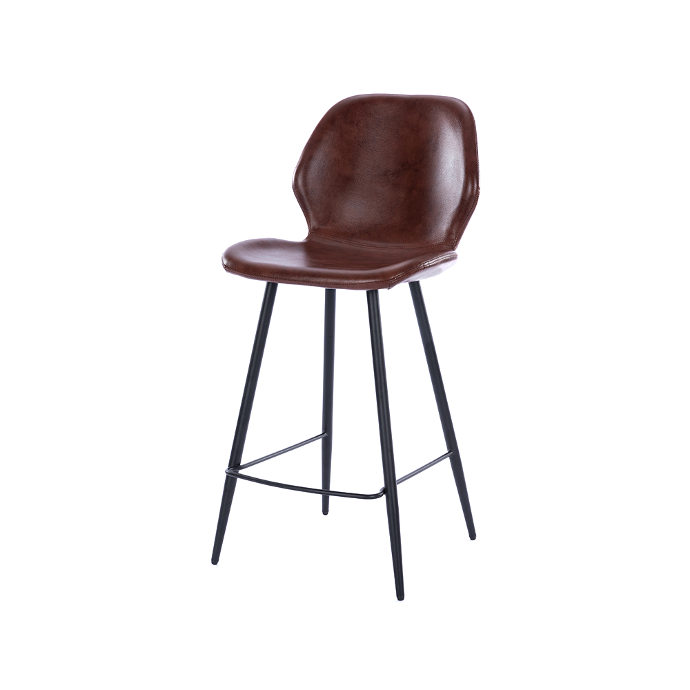 ZY-8085-1 Brown Plywood Metal Leg Bar Chair