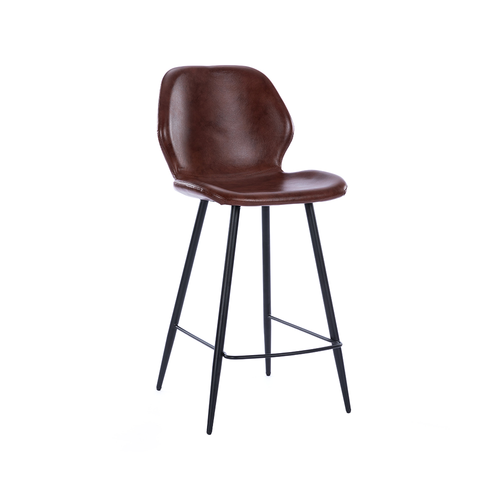 ZY-8085-1 Brown Plywood Metal Leg Bar Chair