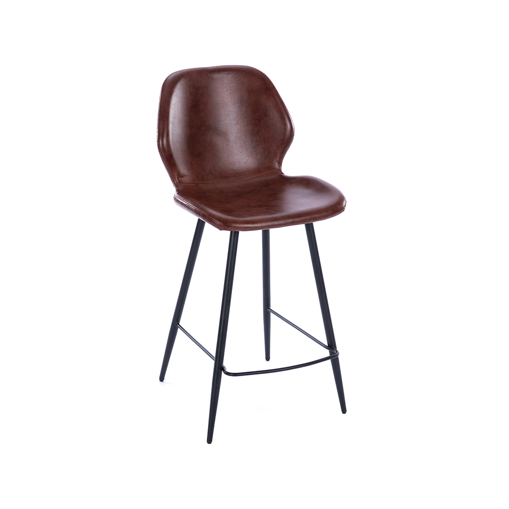 ZY-8085-1 Brown Plywood Metal Leg Bar Chair